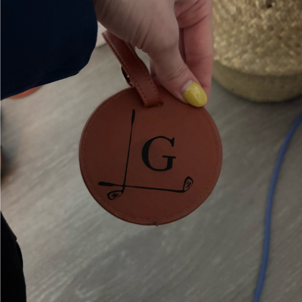 G Engraved Leather Golf Bag Tag